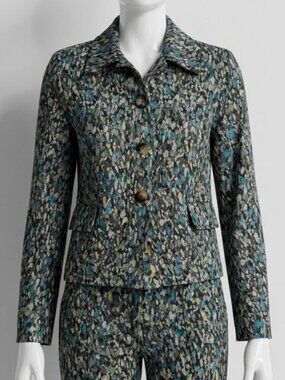 Rosetta Getty Women's Green Cropped Raglan Sleeve Jacquard Jacket Size L